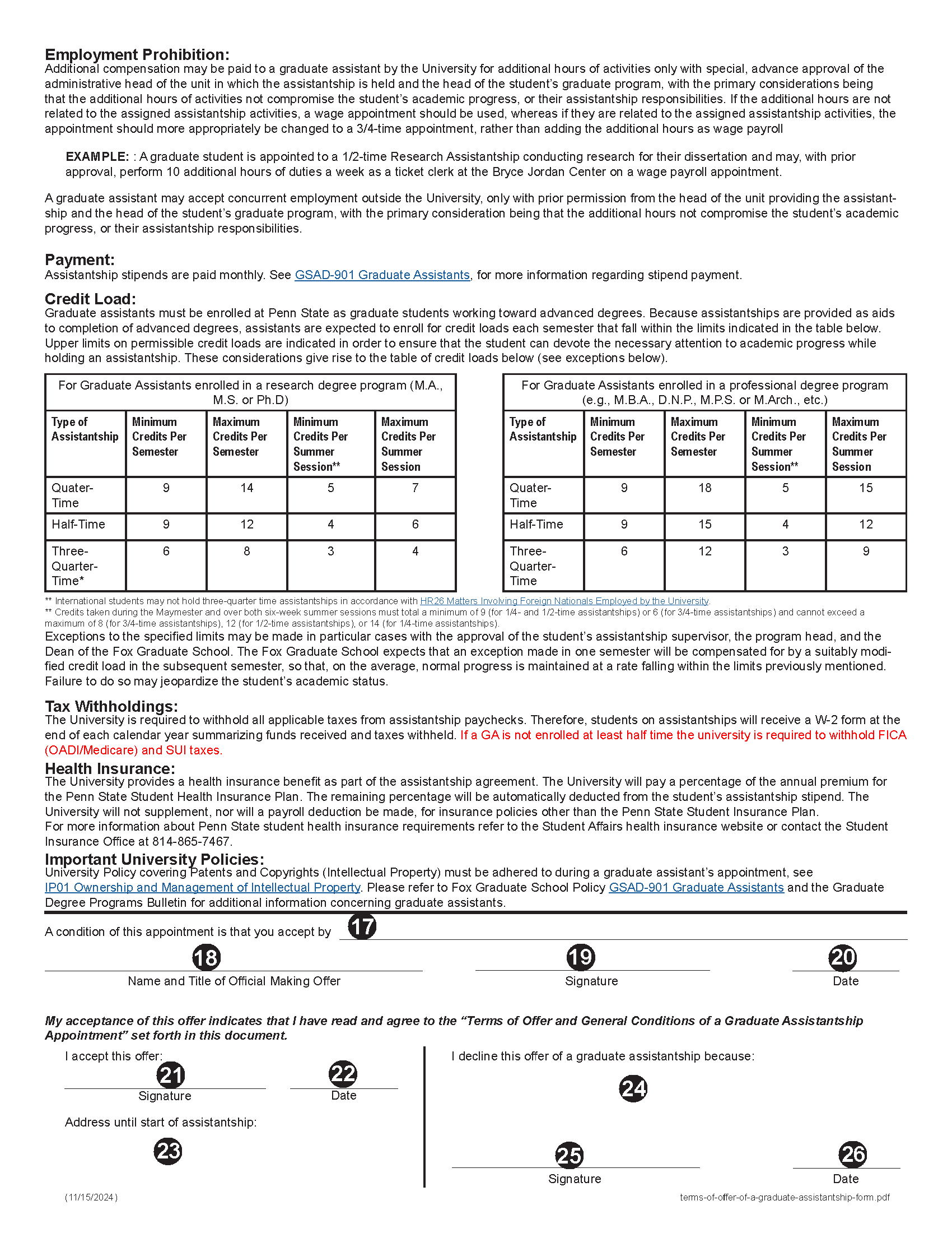 Image of Terms of Offer of a Graduate Assistantship